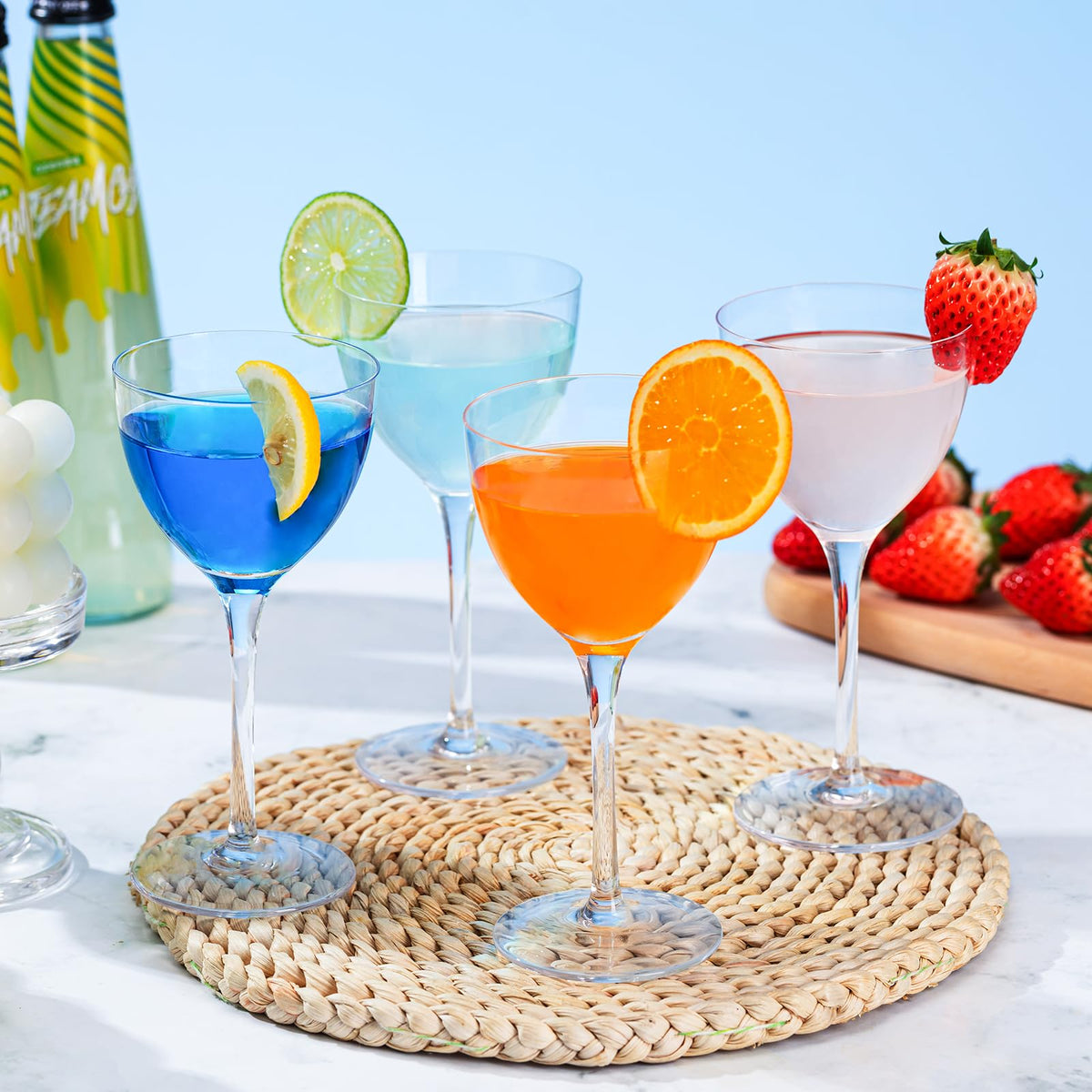 6oz Hand Blown Lead-Free Crystal Martini Glasses Set of 6 I74577