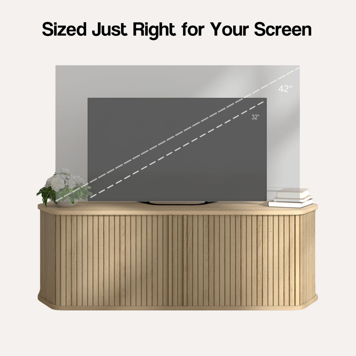 43 Inch Corner TV Stand with Sliding Tambour Door I321197