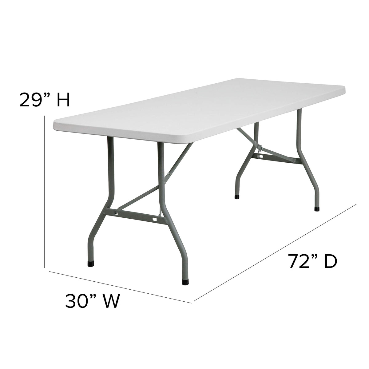 6-Foot Granite White Plastic Folding Table Y41735