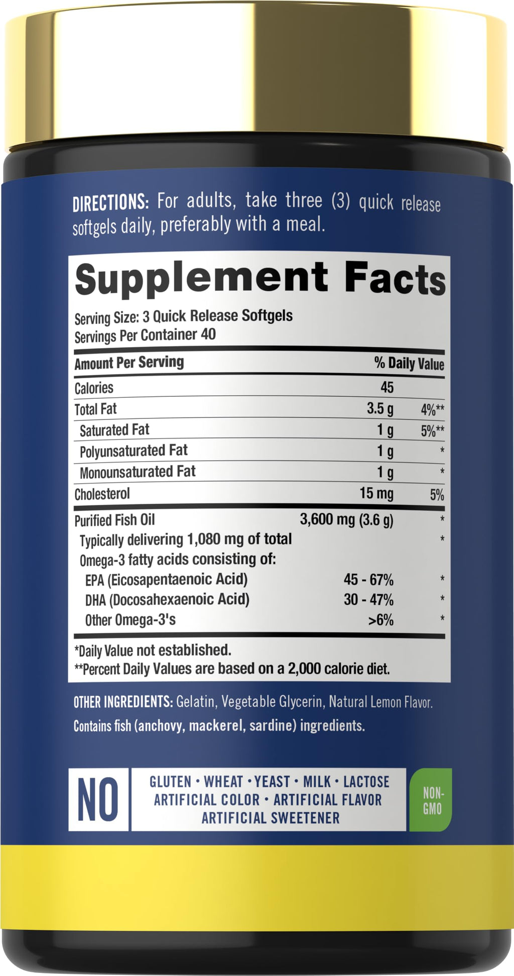 Fish Oil 3600mg 1080mg Omega 3 120 Count R13606