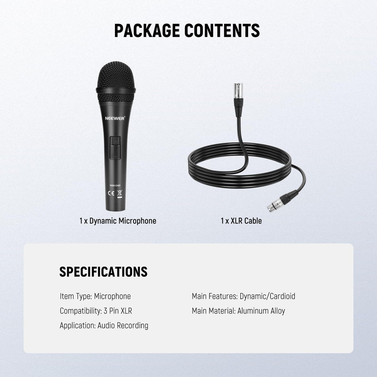 Cardioid Dynamic Microphone with XLR Cable Q85564