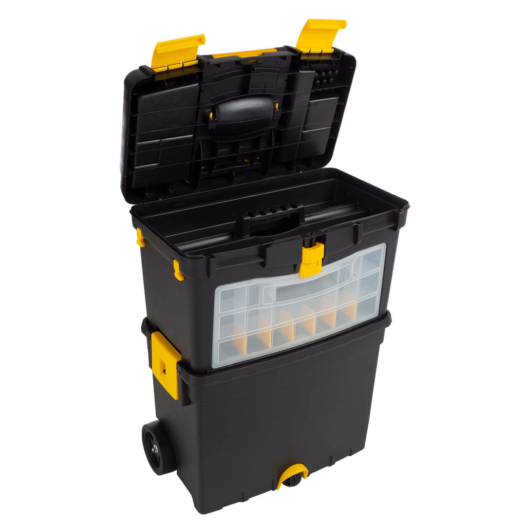 Rolling Tool Box with Wheels, Foldable Handle, and Removable Top M266