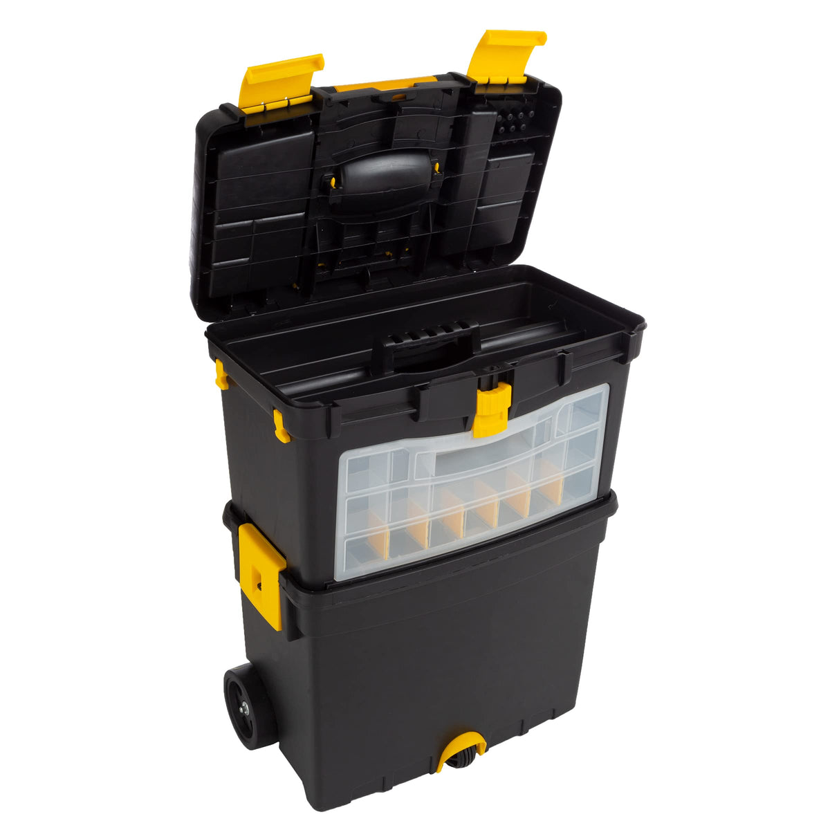 Rolling Tool Box with Wheels, Foldable Handle, and Removable Top M266