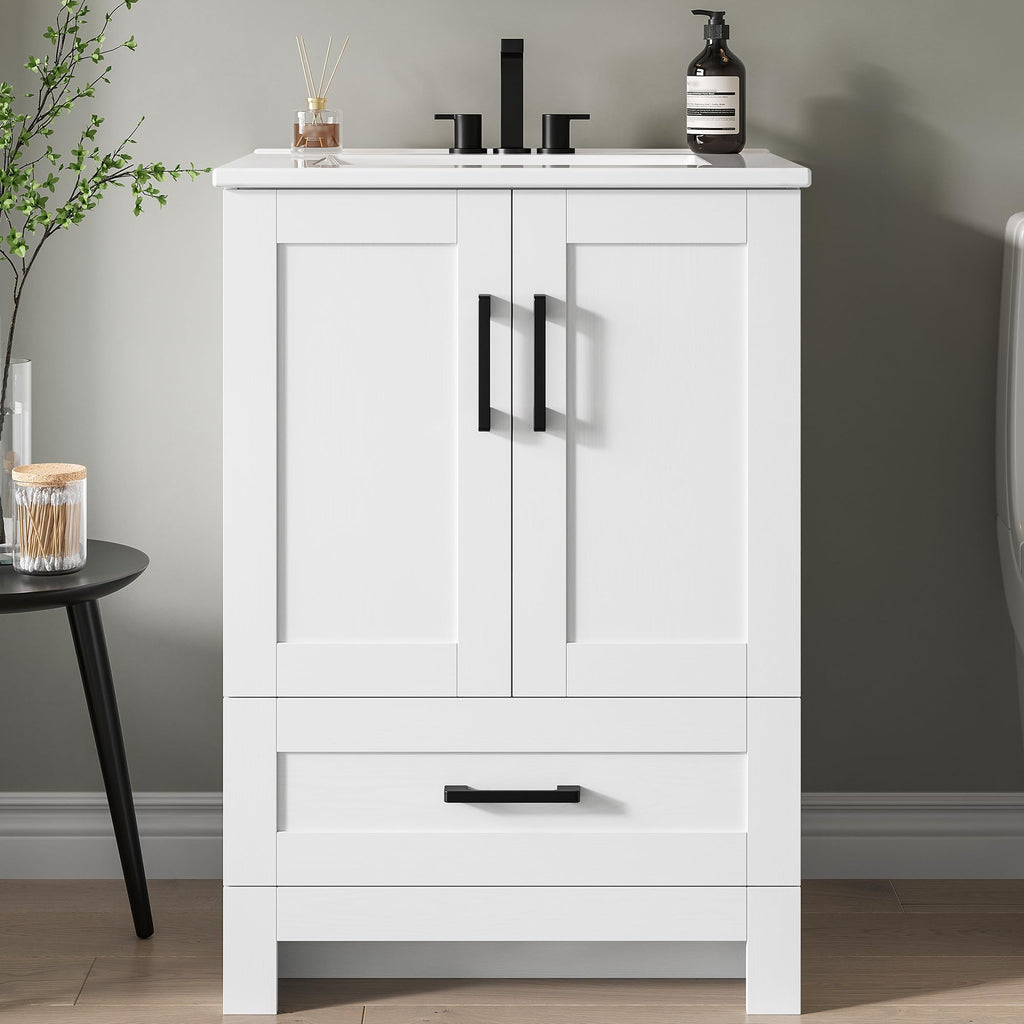 24" White Bathroom Vanity with Sink B16416