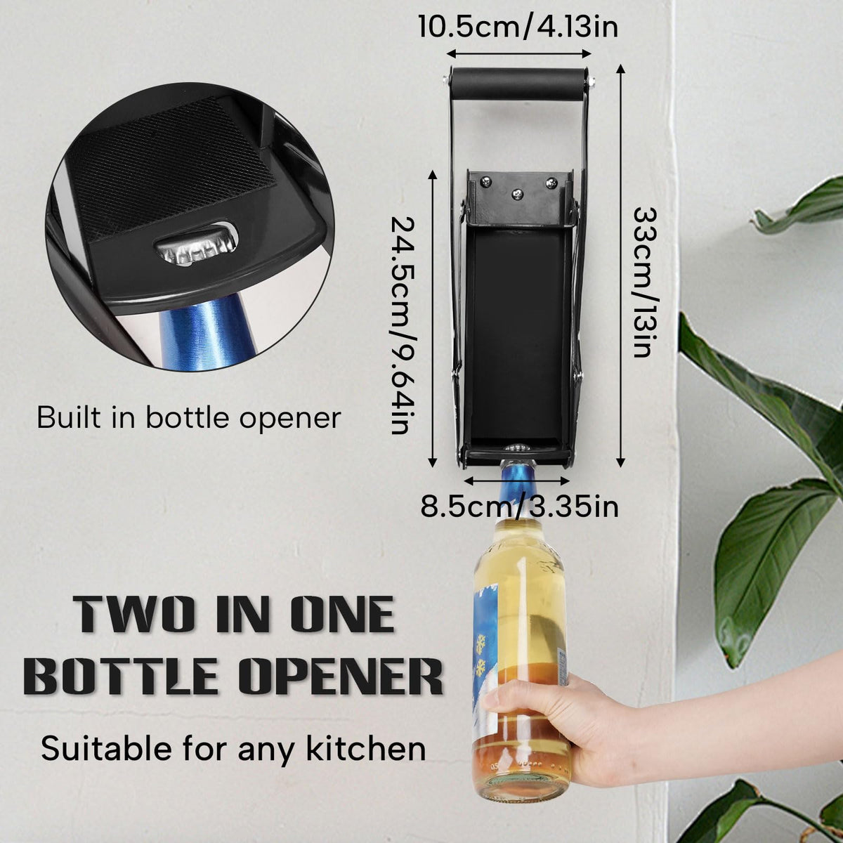 16 oz Black Wall-Mounted Aluminum Can Crusher Y121982