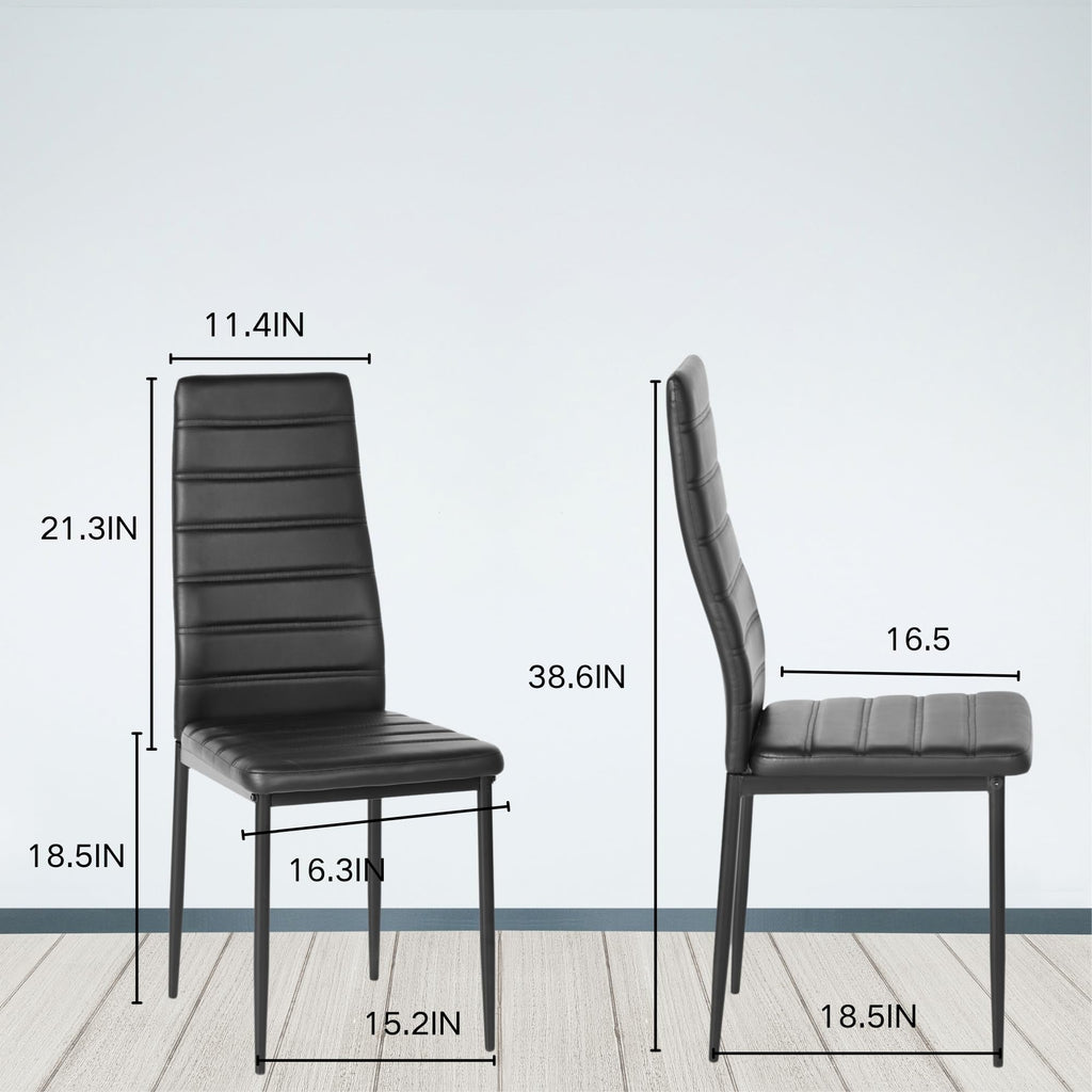 Black PU Dining Chairs Set of 4 Metal Legs S907