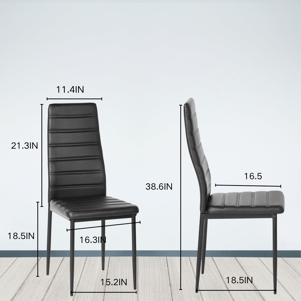 Black PU Dining Chairs Set of 4 Metal Legs S907