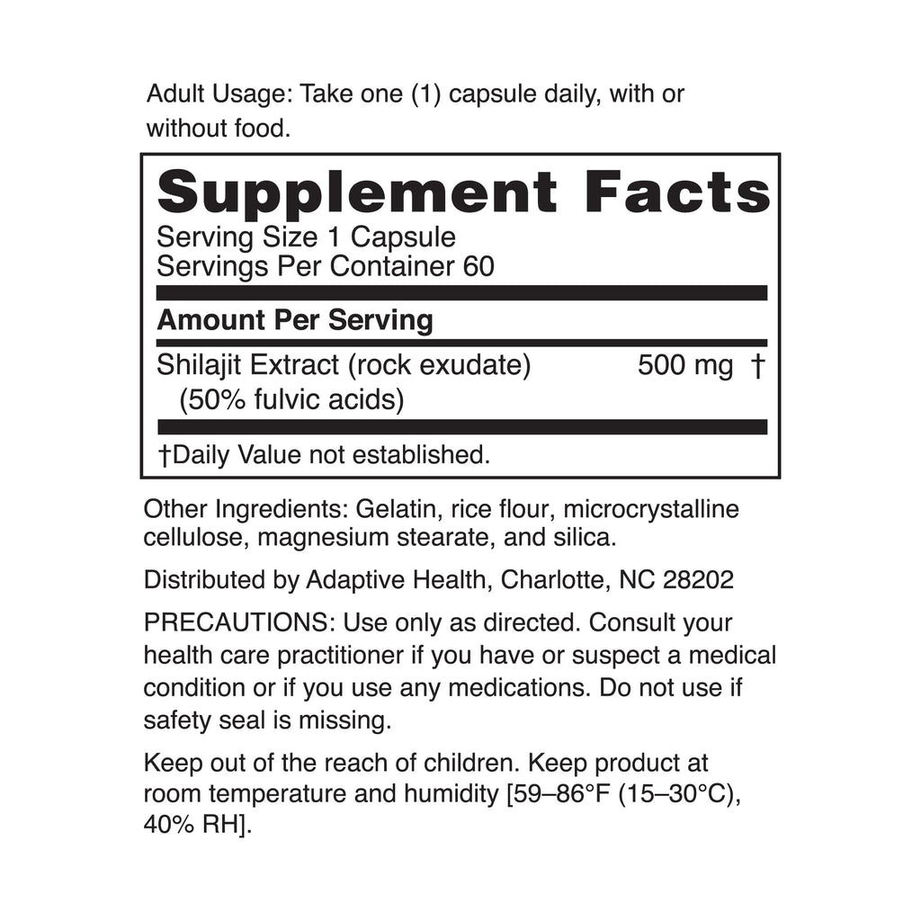 Shilajit 500mg 60 Capsules Z71001