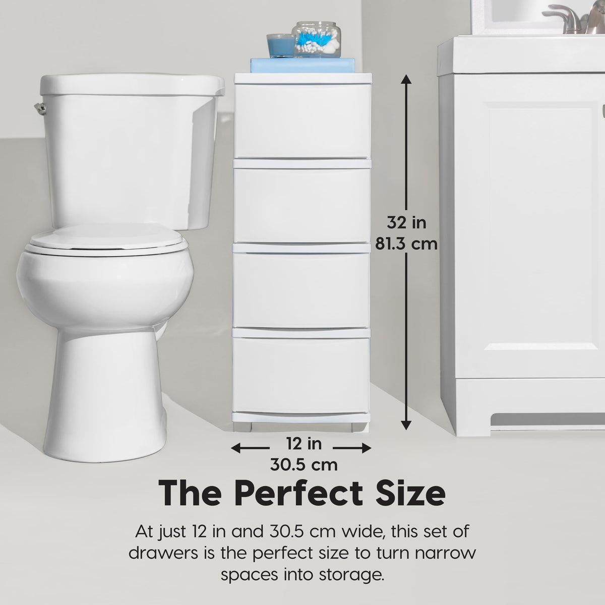 White 4 Drawer Slim Narrow Storage Organizer U9489