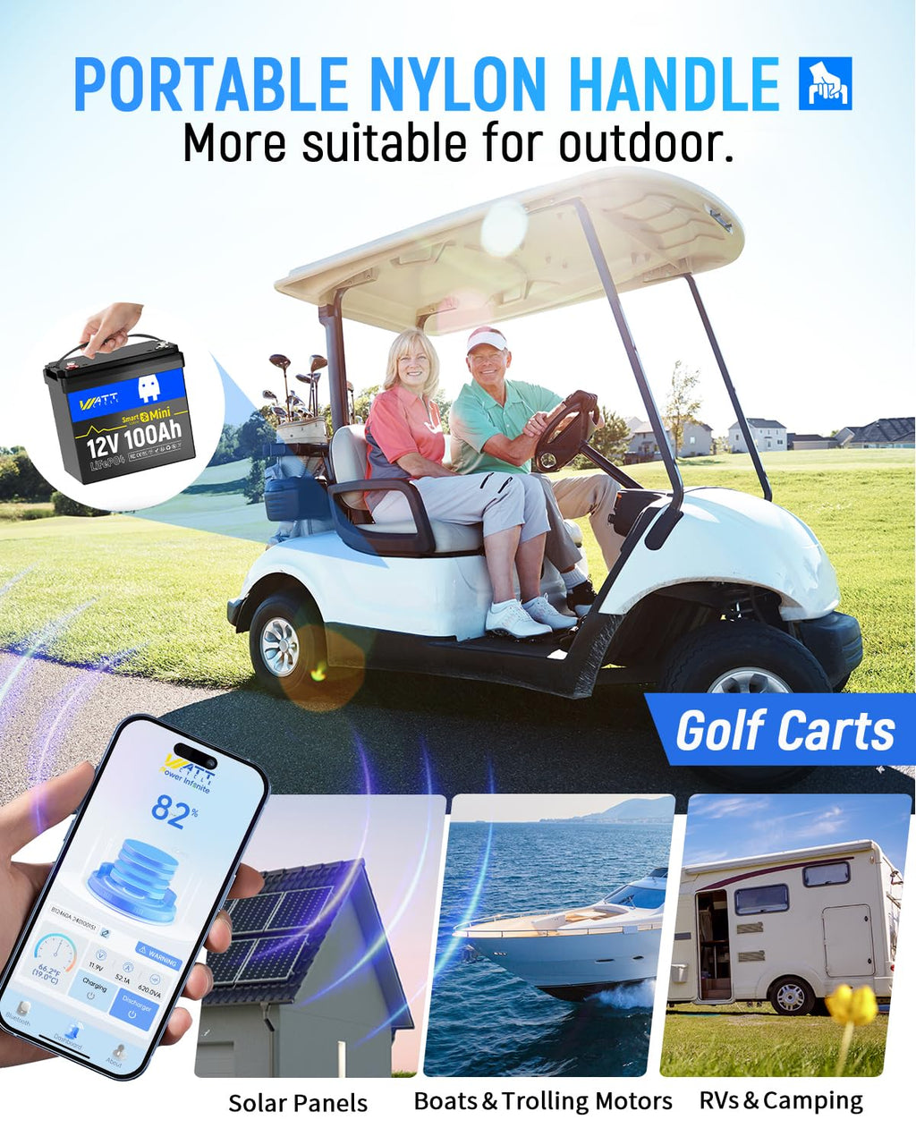 12V 100Ah Mini LiFePO4 Battery with Bluetooth A829076