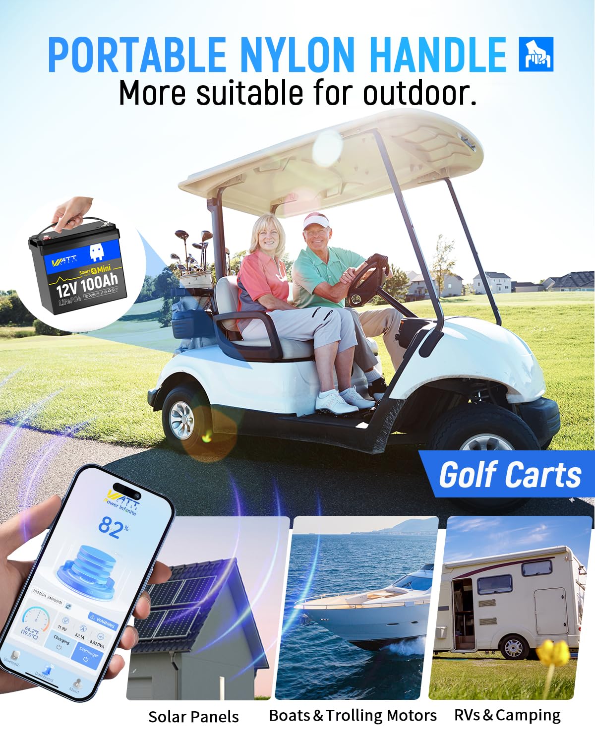 12V 100Ah Mini LiFePO4 Battery with Bluetooth A829076