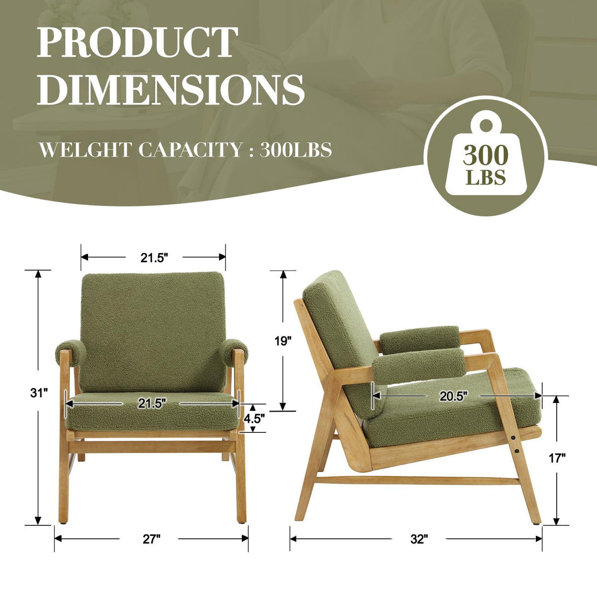 Boucle Upholstered Accent Chair Set of 2 O898