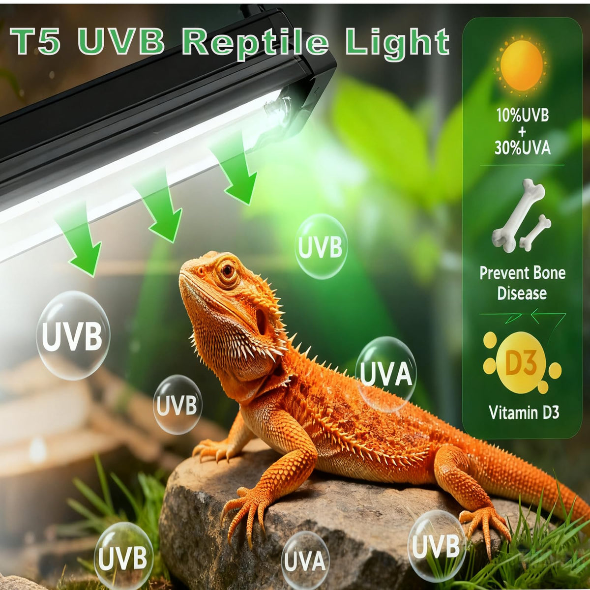15W T5 HO UVB Terrarium Hood with Detachable Curved Reflector I7013