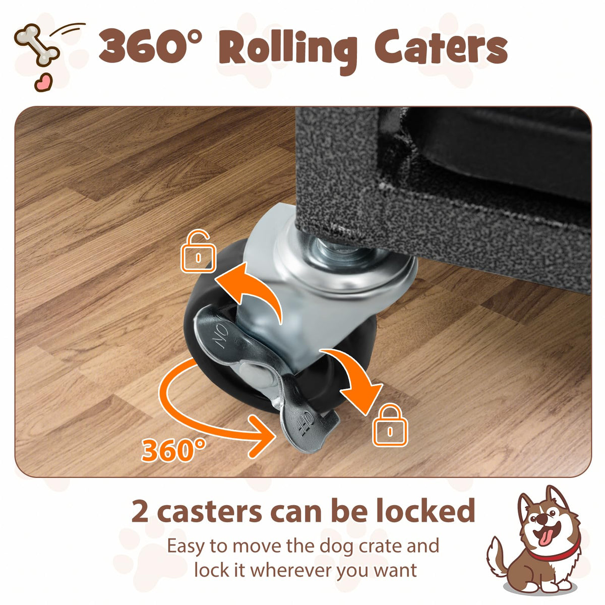 48 Inch Foldable Metal Dog Crate with 2 Lockable Doors I2662