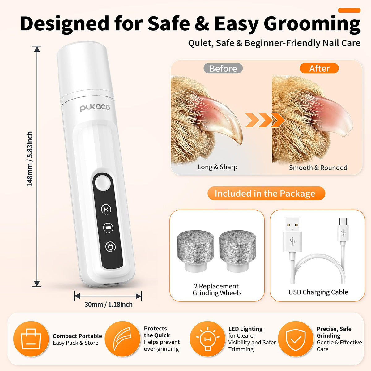 Electric Dog Nail Grinder with LED Light N770