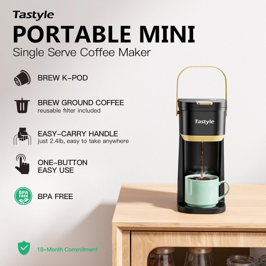 Mini Single Serve Coffee Maker with 30 Descaler Tablets V9305