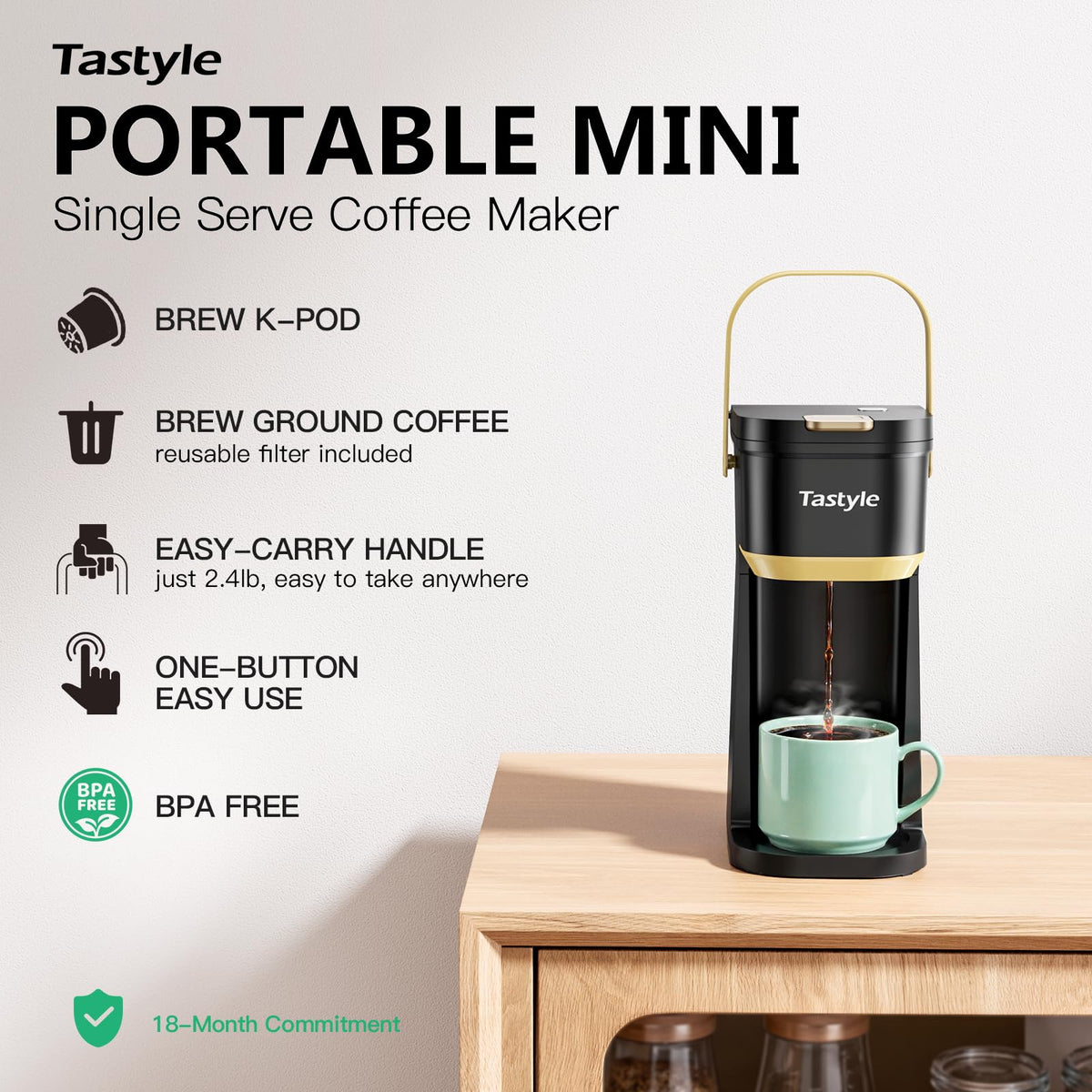 Mini Single Serve Coffee Maker with 30 Descaler Tablets V9305