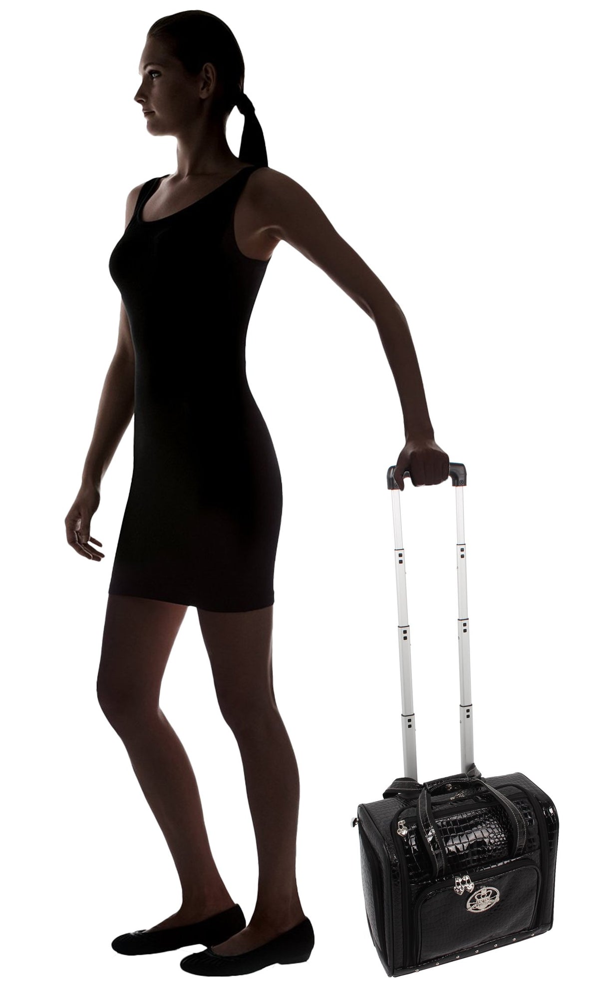 15 Inch Black PVC Underseat Luggage Q745