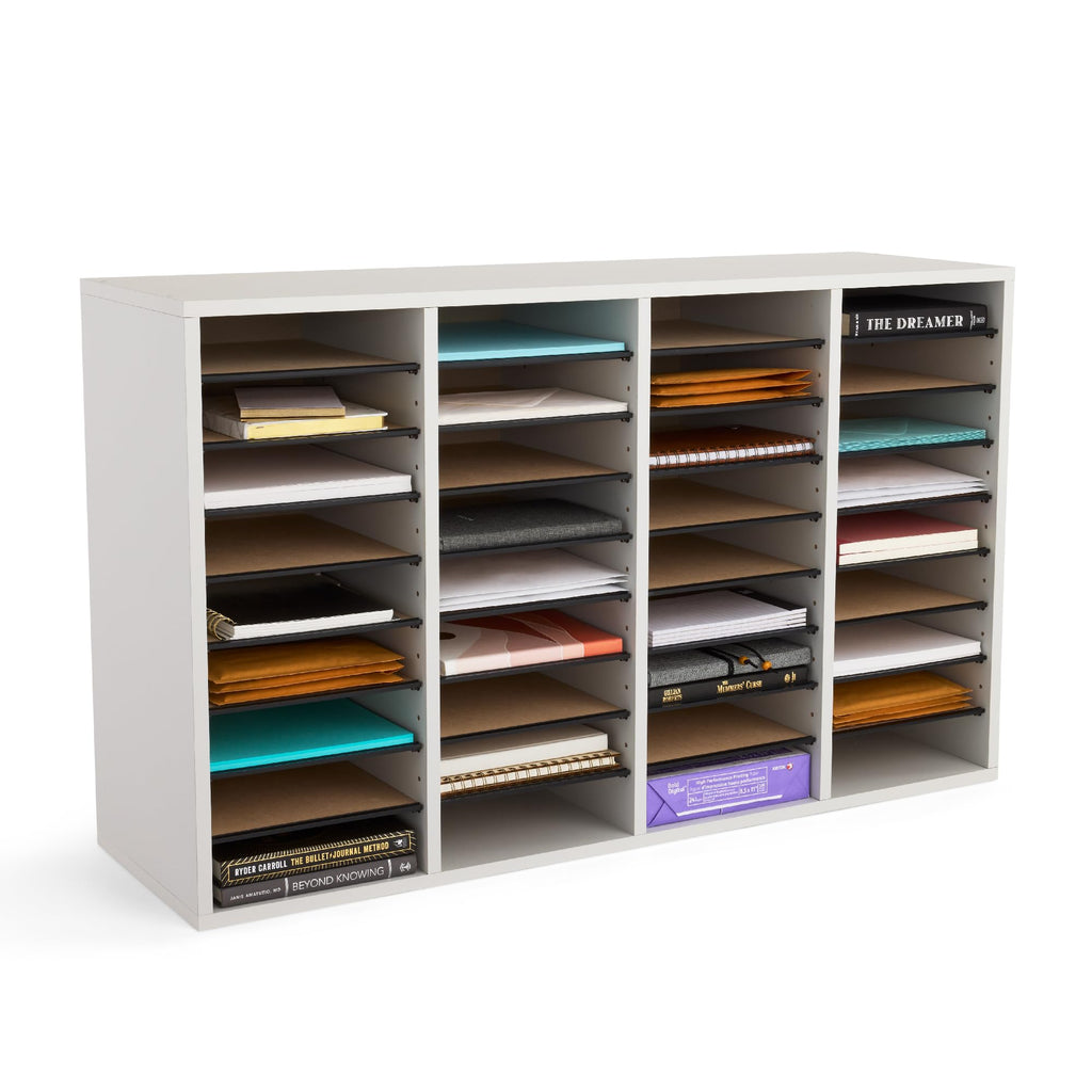 36 Compartments Wood Literature Organizer V7632