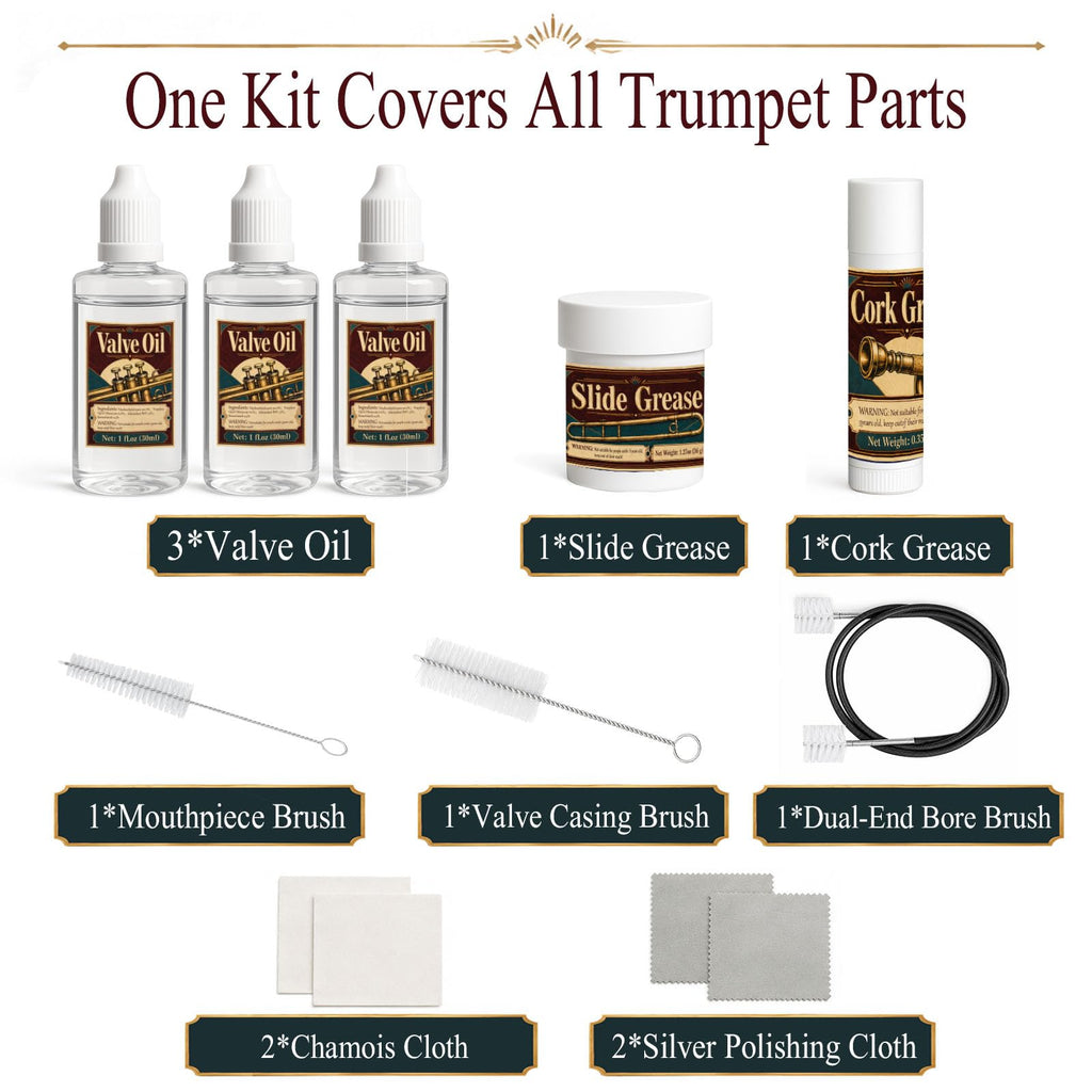 Trumpet Cleaning Kit with Oil, Grease & Brushes Z191