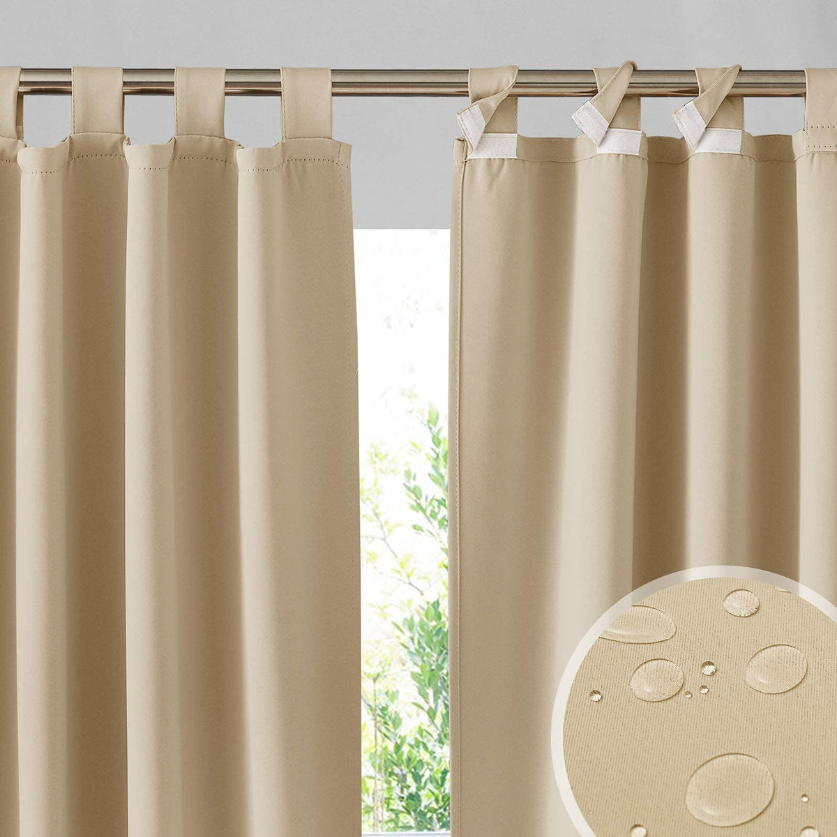 Waterproof Outdoor Curtains 2 Panels Q966044