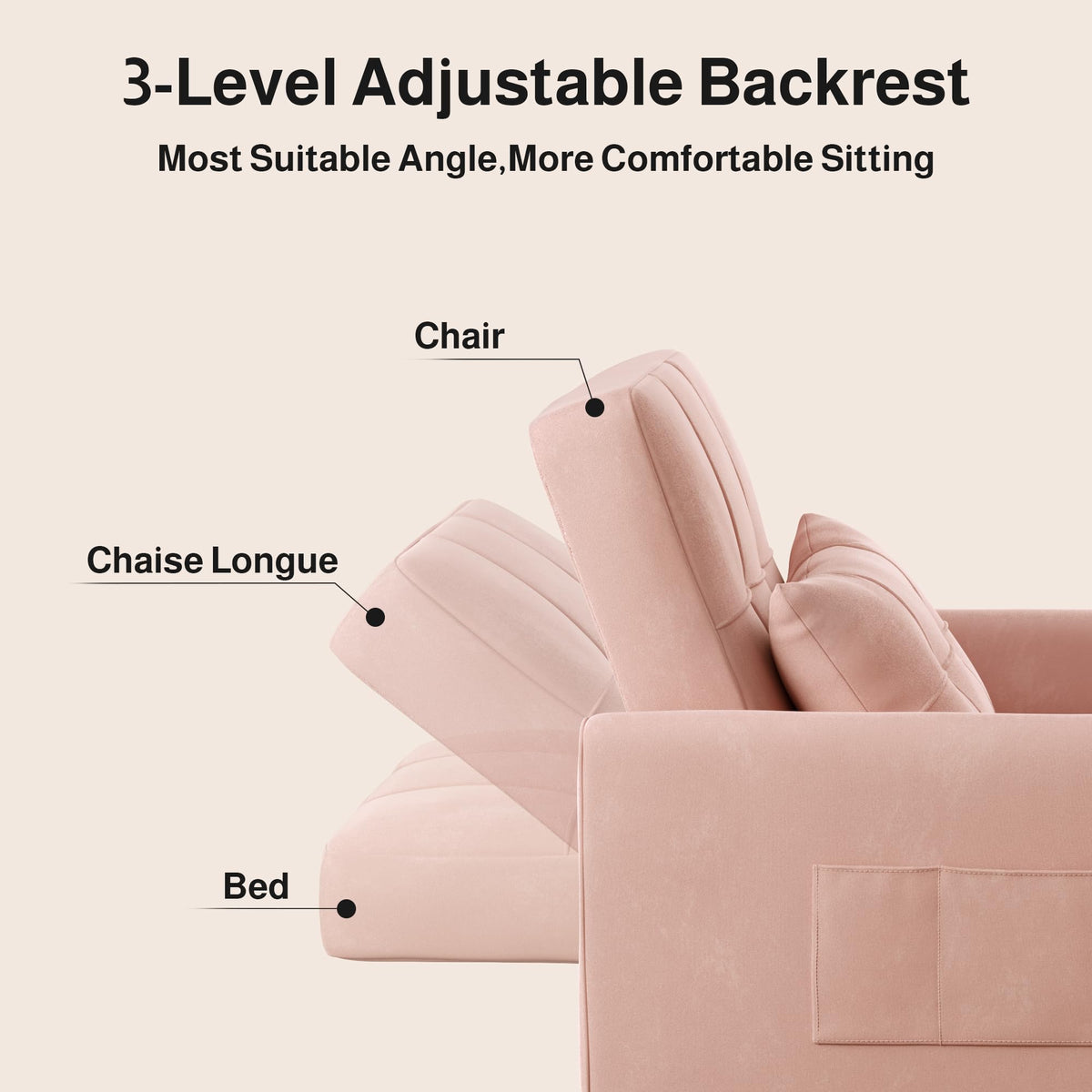 Pink Convertible Sleeper Chair Sofa Bed J564910