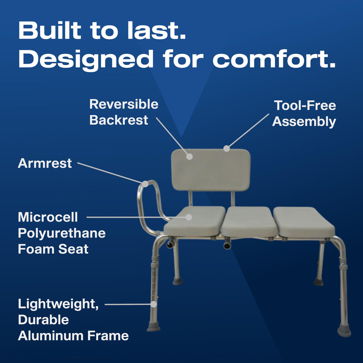 Padded Transfer Bench 300 lbs Capacity Height Adjustable L602228