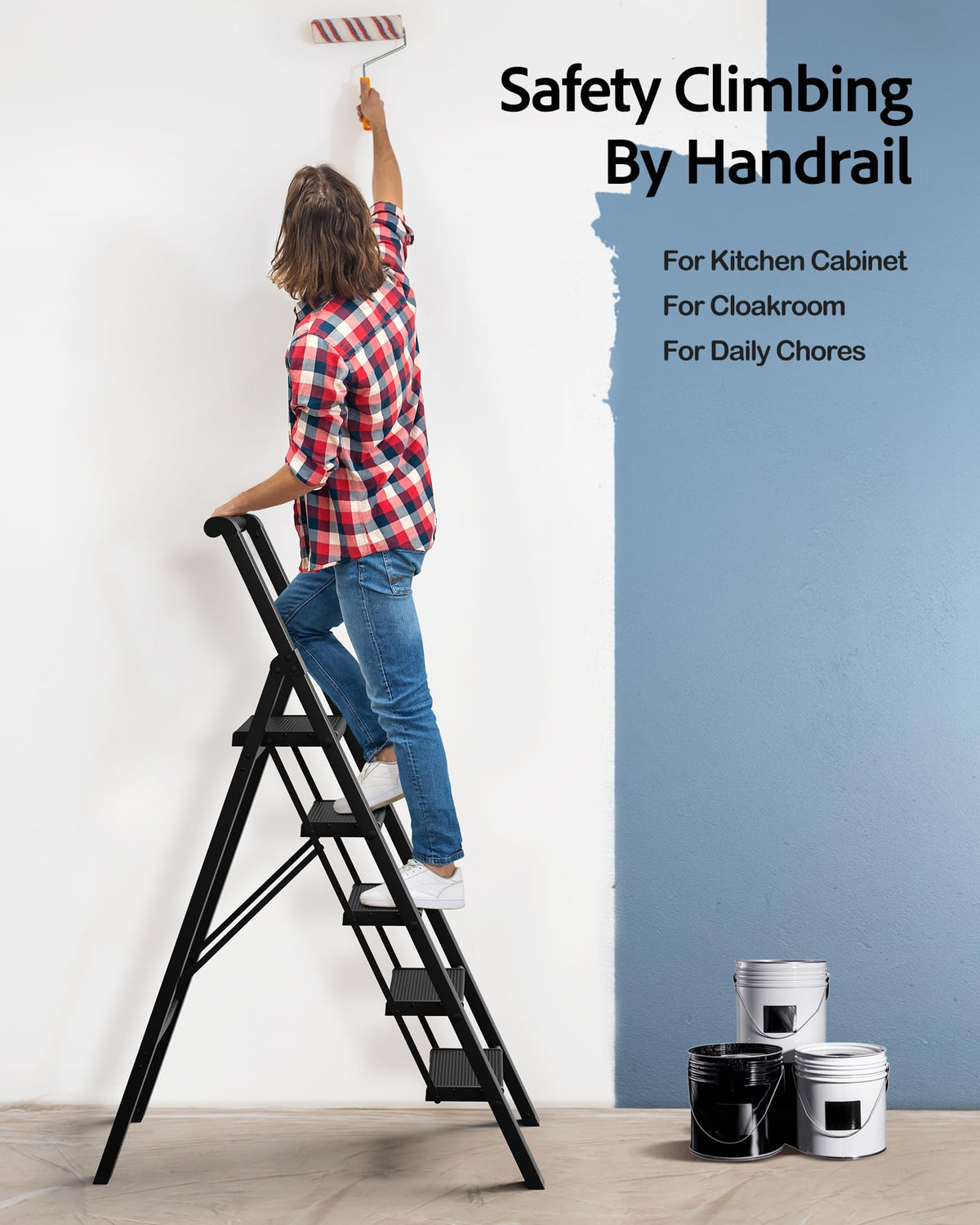 5 Step Aluminum Folding Ladder J51392