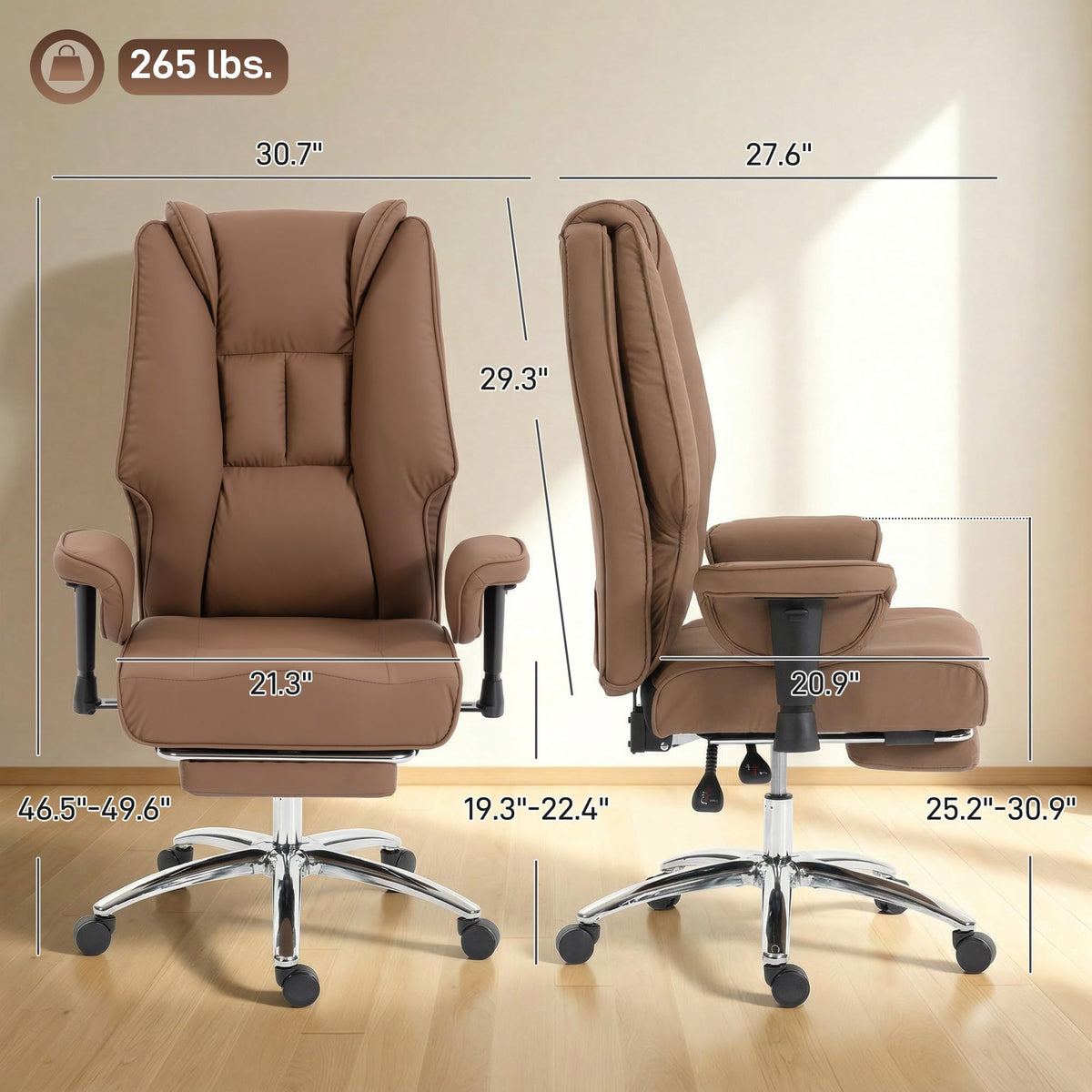 Brown Ergonomic Reclining Office Chair with Footrest B947082