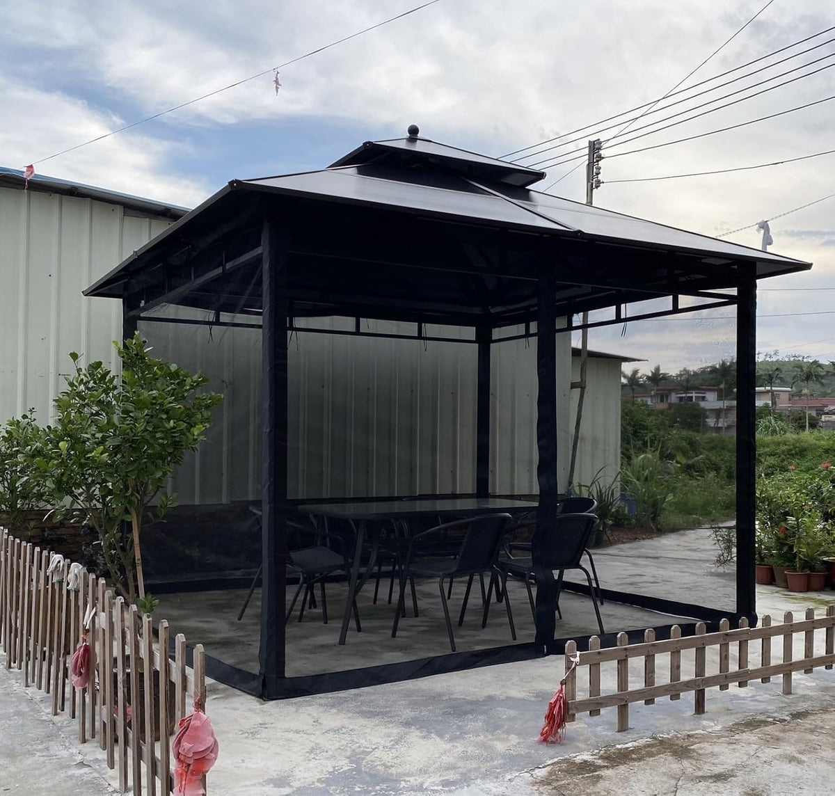Mosquito Net 4-Panel Canopy Screen Wall with Zipper for 10 x 10' Gazebo X826