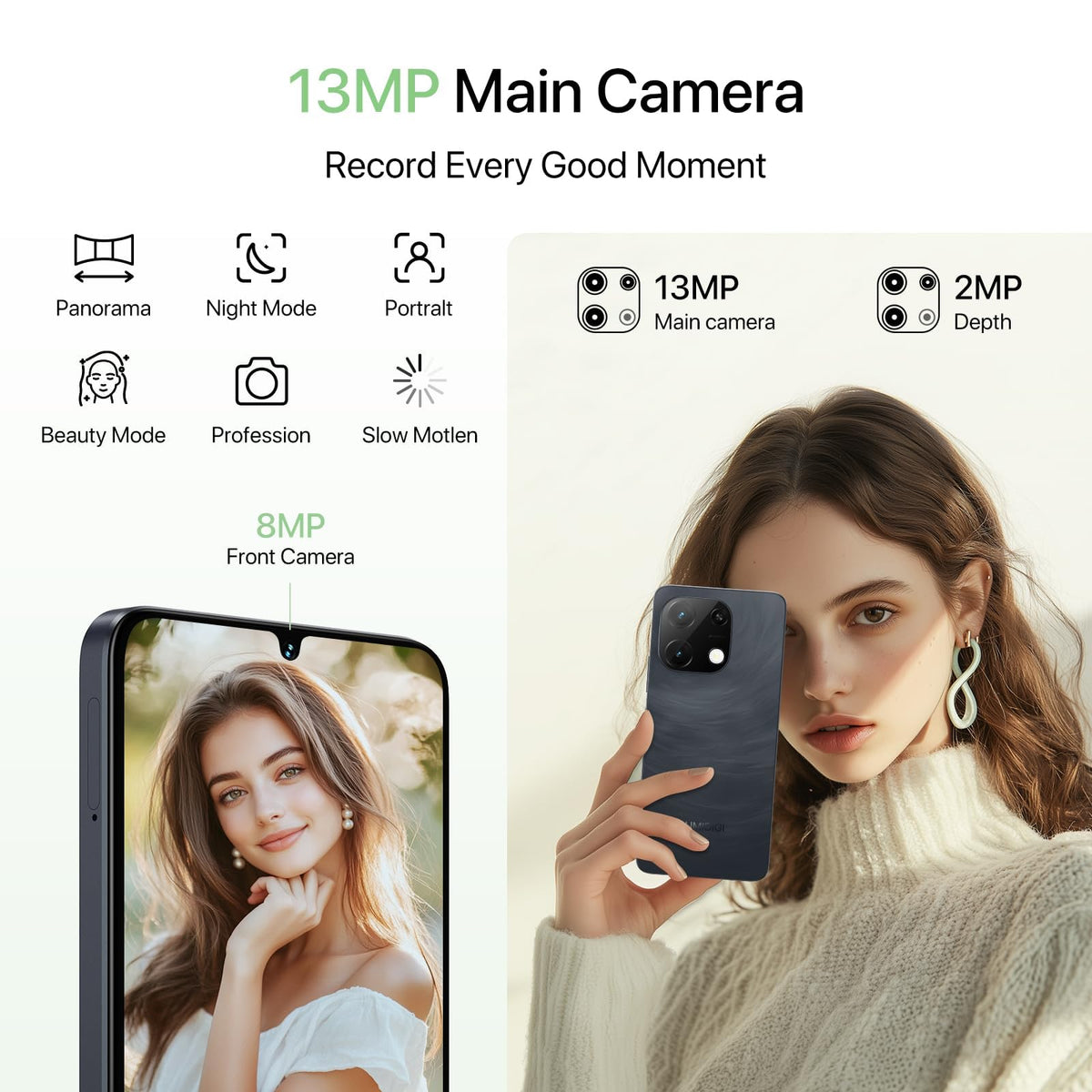 Unlocked Android 14 Smartphone 256GB Octa-Core 6.75" HD+ 5000mAh 4G Dual SIM E114362