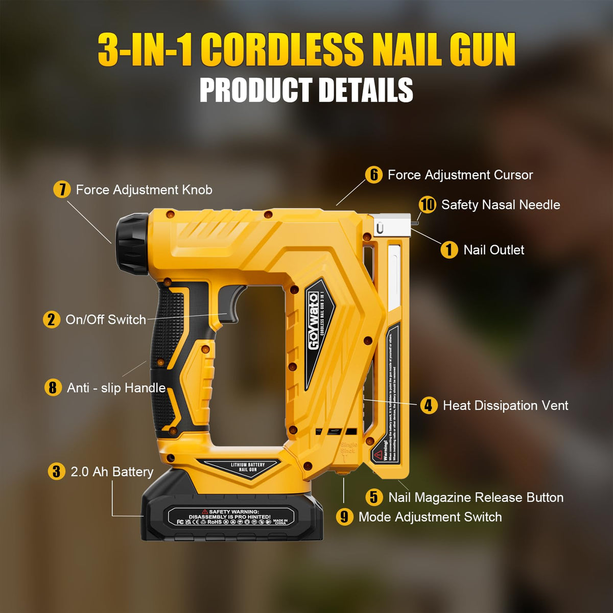 21V Cordless 18 Gauge 3-in-1 Brad Nailer N832051