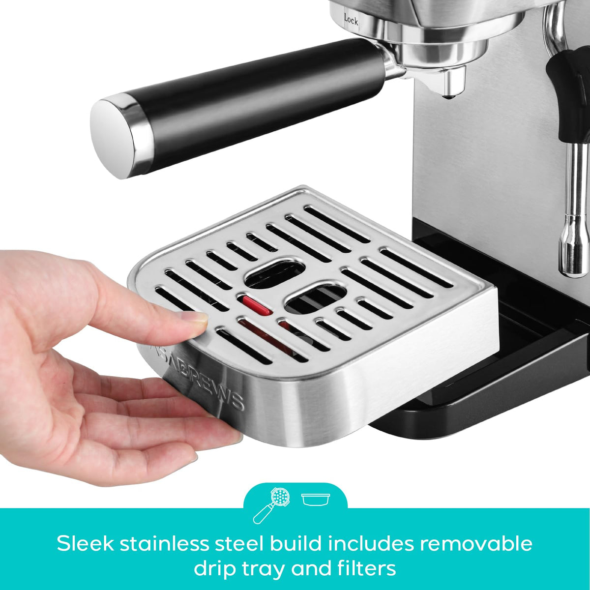 Stainless Steel Espresso Machine with Steam Wand C42642