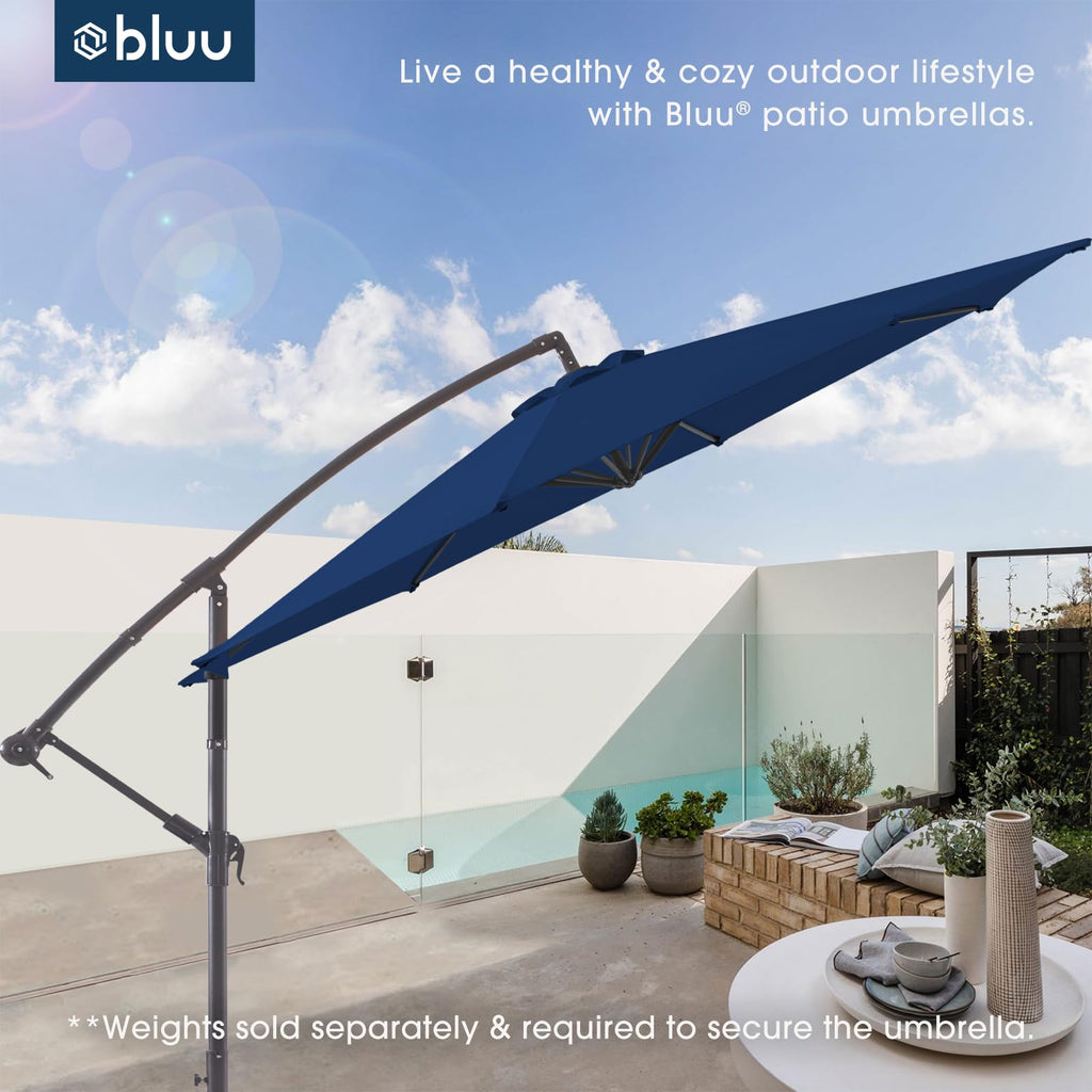 10 FT Navy Blue Patio Offset Umbrella M482