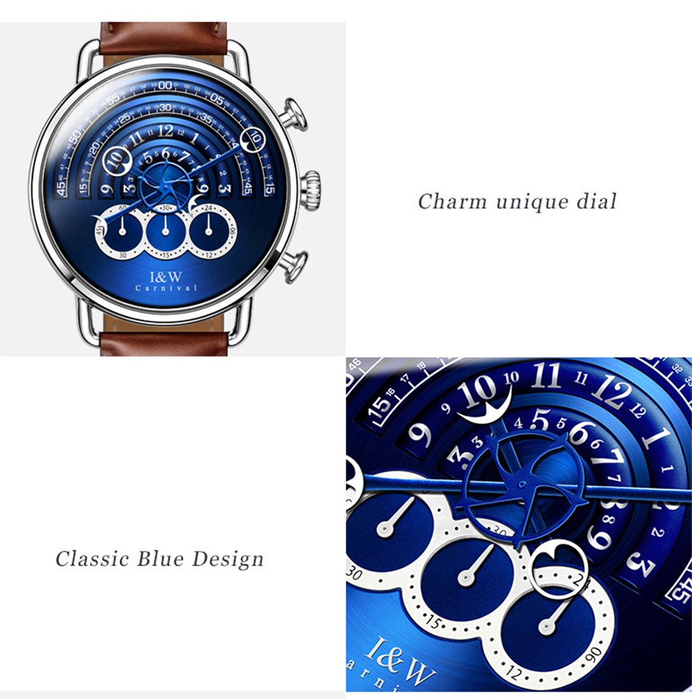 Men’s Chronograph Watch Leather Strap 41MM Quartz Z425