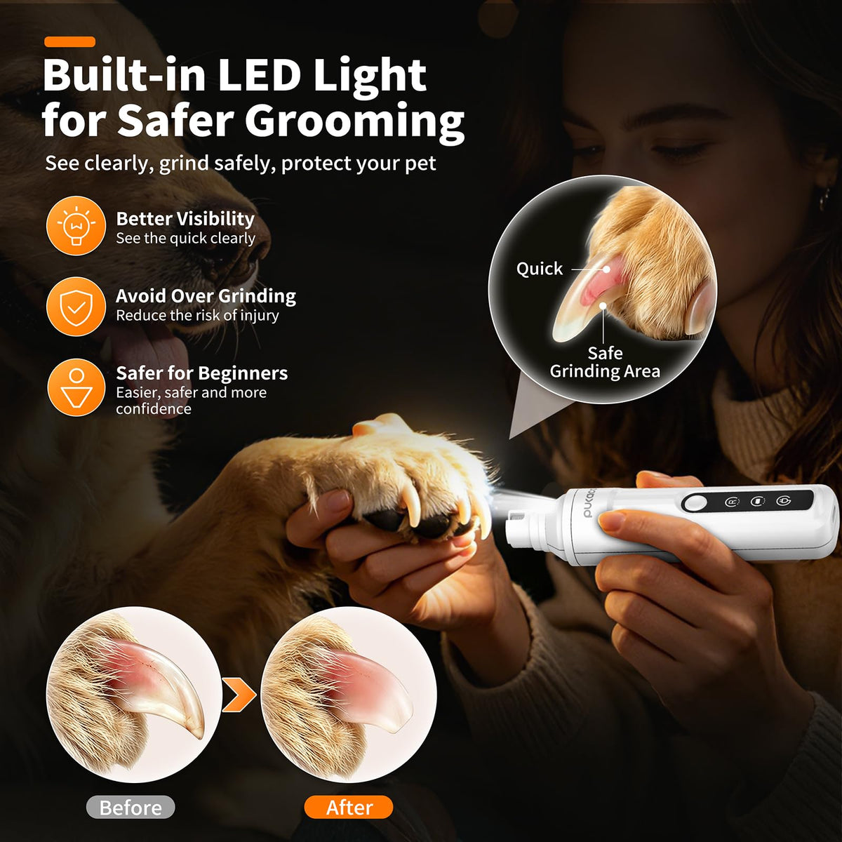 Electric Dog Nail Grinder with LED Light N770
