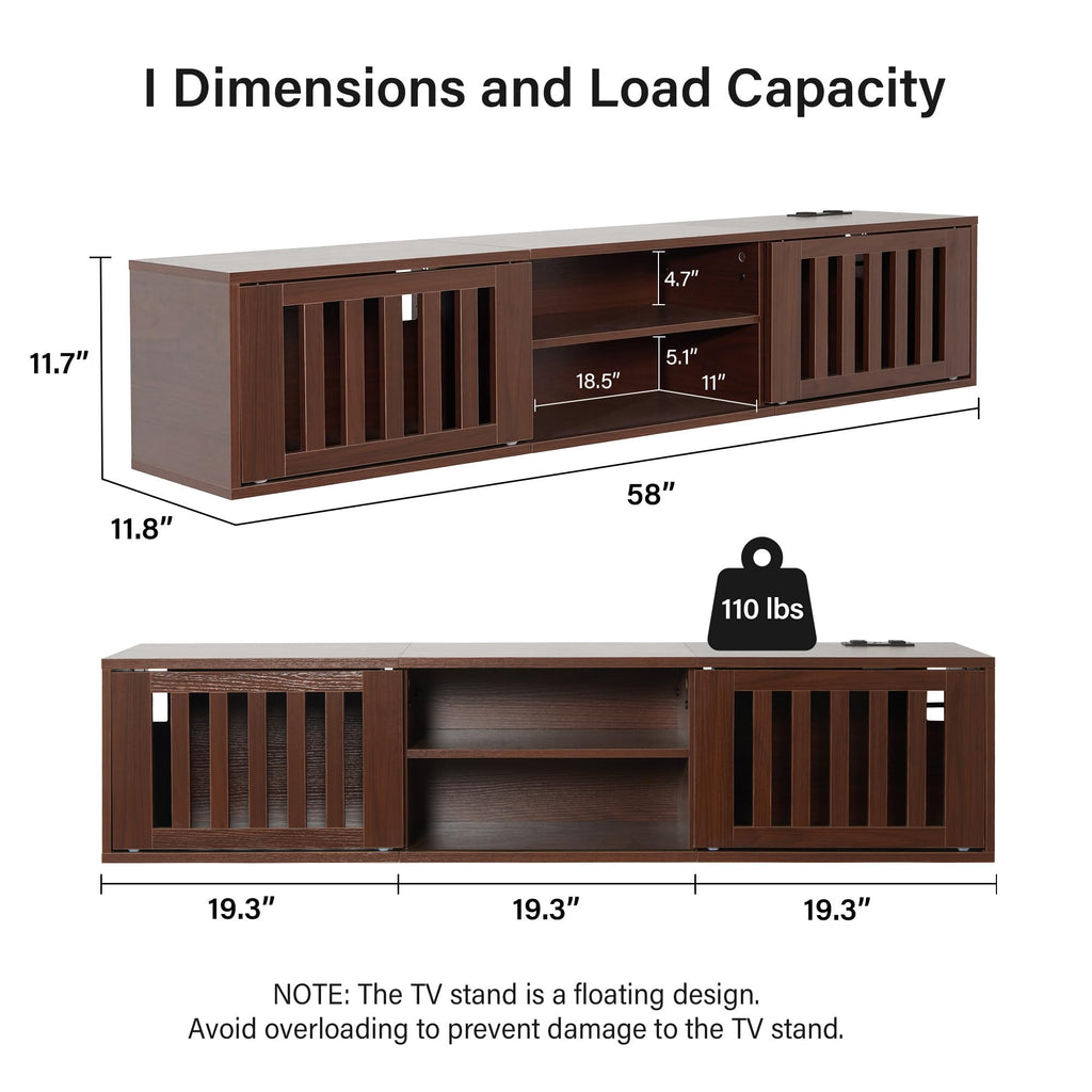 59" Floating TV Stand with Power Outlet I22468