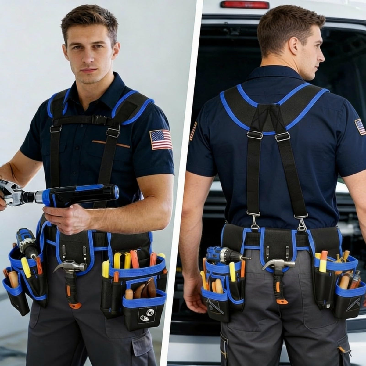 Heavy Duty Magnetic Tool Belt with Suspenders E415