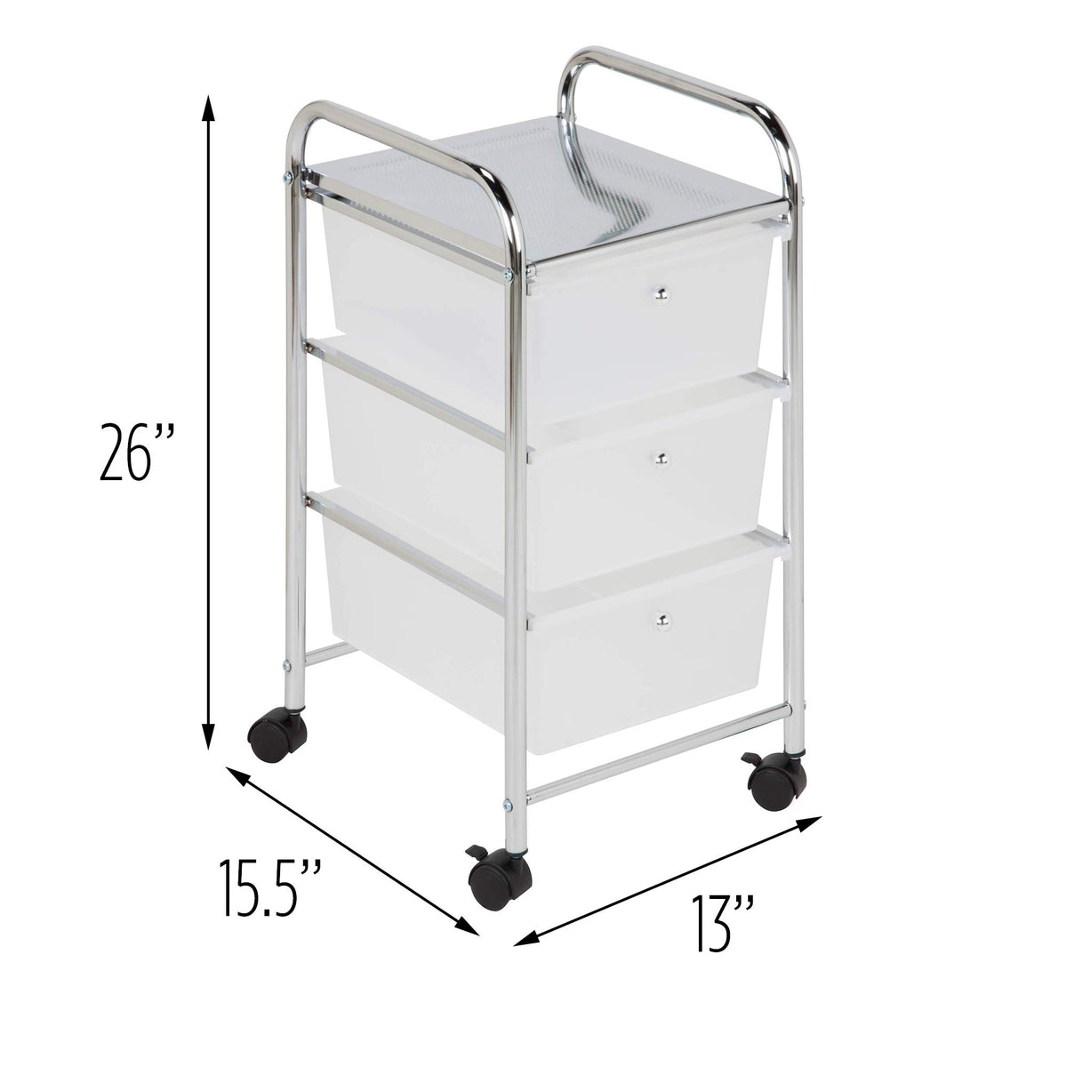 3 Drawer Plastic Storage Cart on Wheels F77386