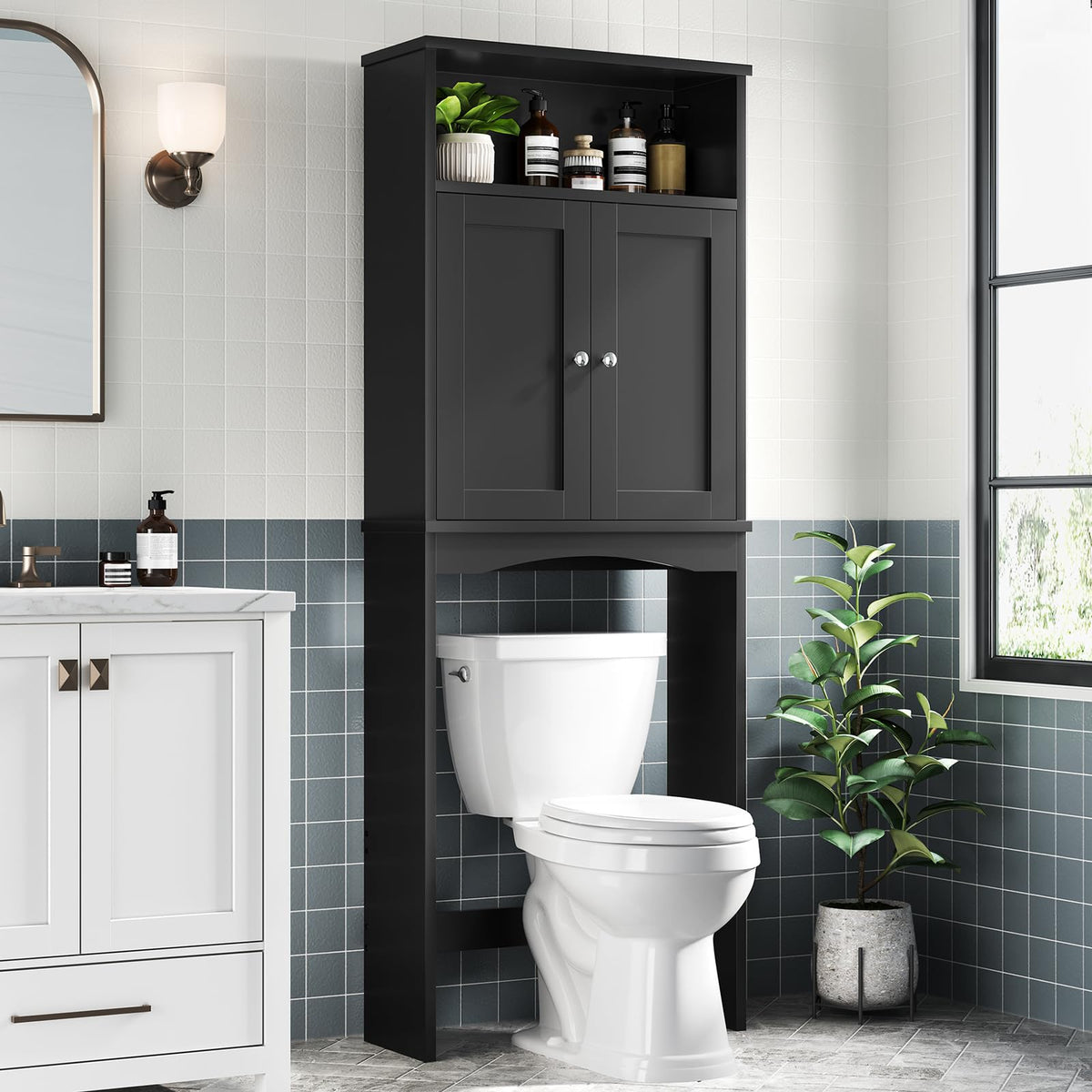 Black Over The Toilet Storage Cabinet I995404