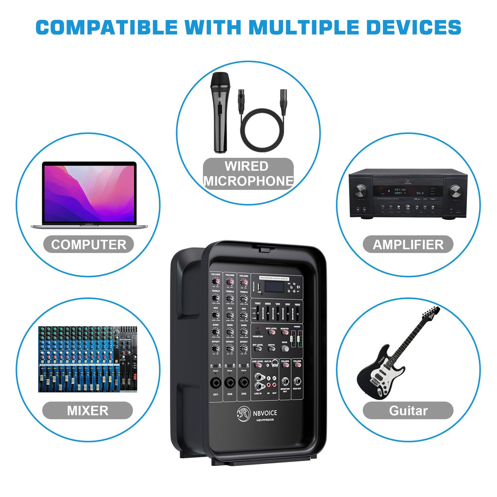 Portable All-in-One 2-Way PA System with 8-Channel Mixer N849286