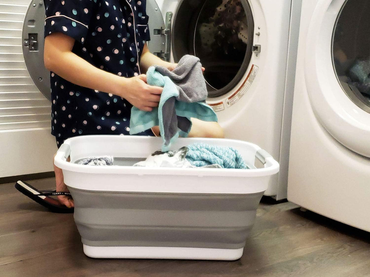 Collapsible Plastic Laundry Basket Set of 2 A111