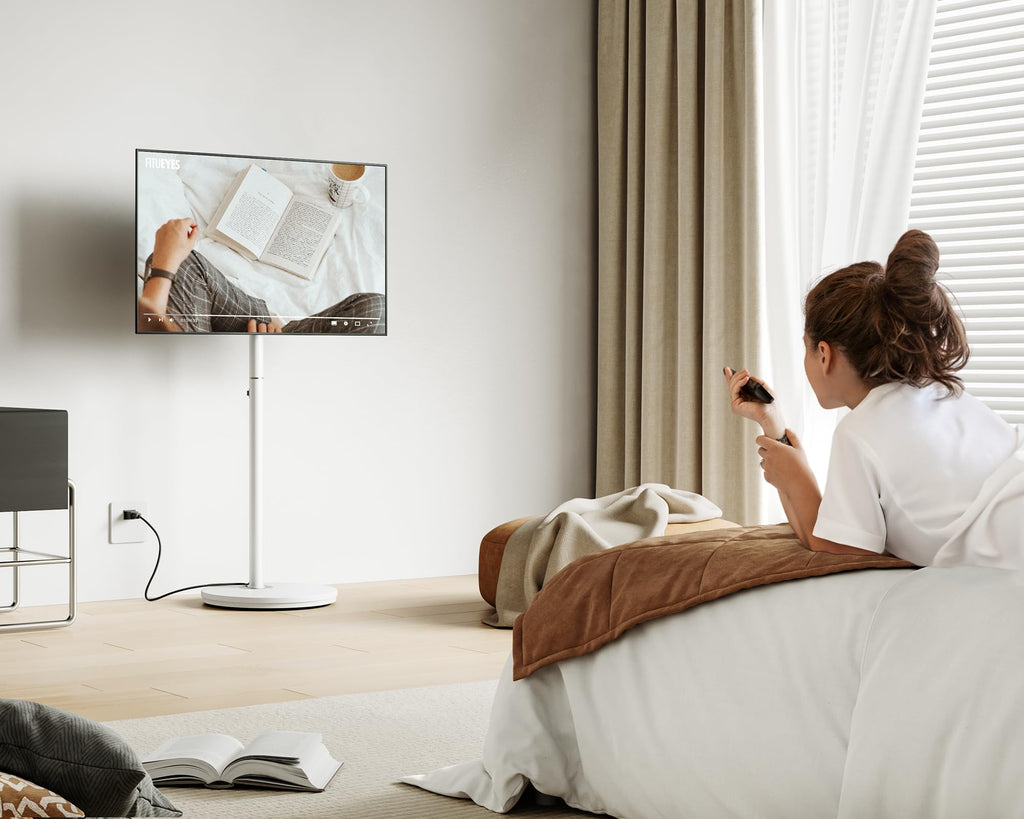 Small Rolling TV Cart for 24-48 Inch TVs, White R7238