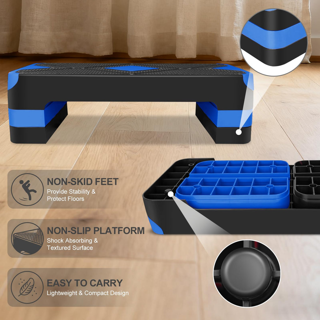 27" Adjustable Aerobic Step Platform with 4 Risers D84461