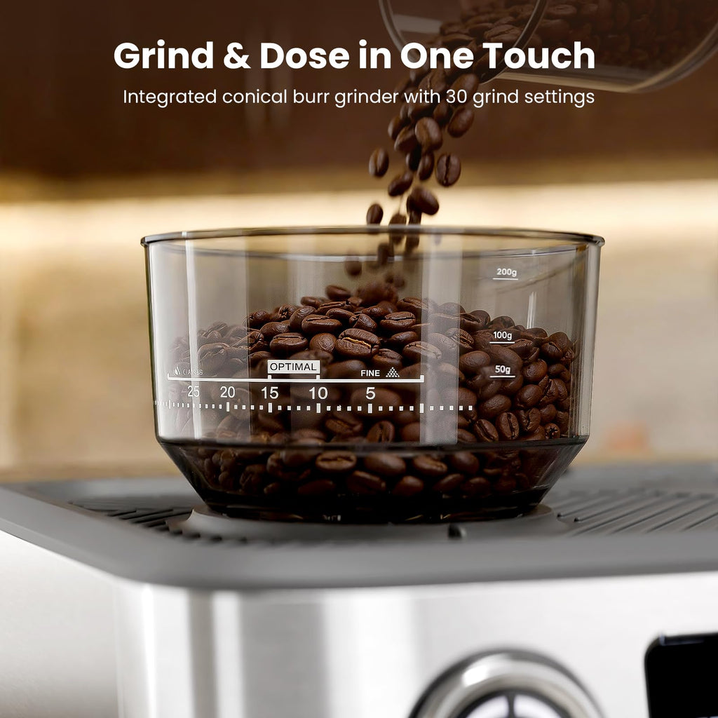 20 Bar Dual Boiler Espresso Machine with Grinder & Milk Steamer V469