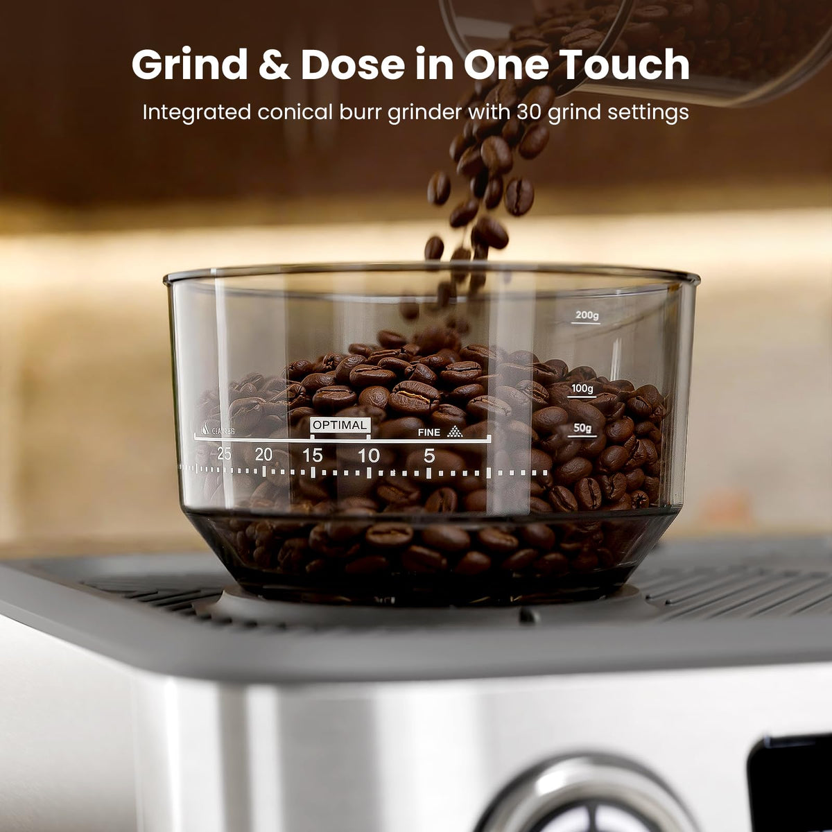 20 Bar Dual Boiler Espresso Machine with Grinder & Milk Steamer V469