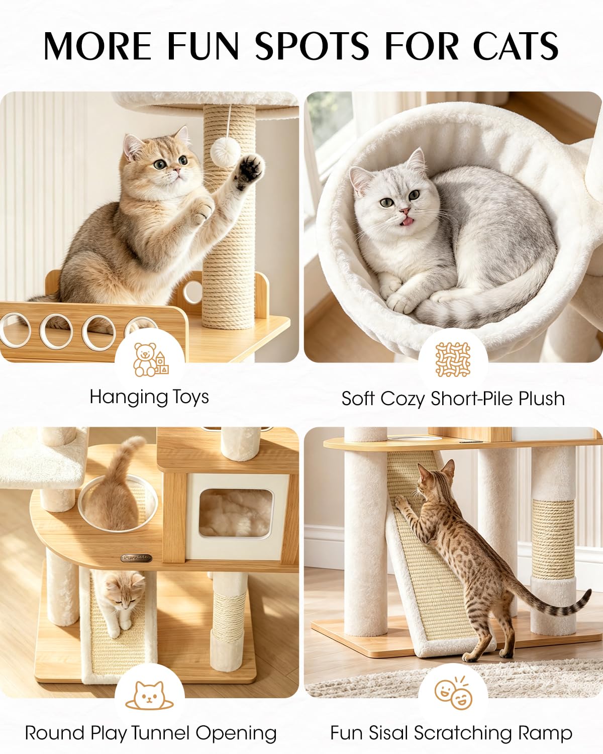 70" Wood Cat Tree for Large Cats J987