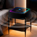 Black LED Smart Nightstand with Bluetooth Speaker & Wireless Charging S562296