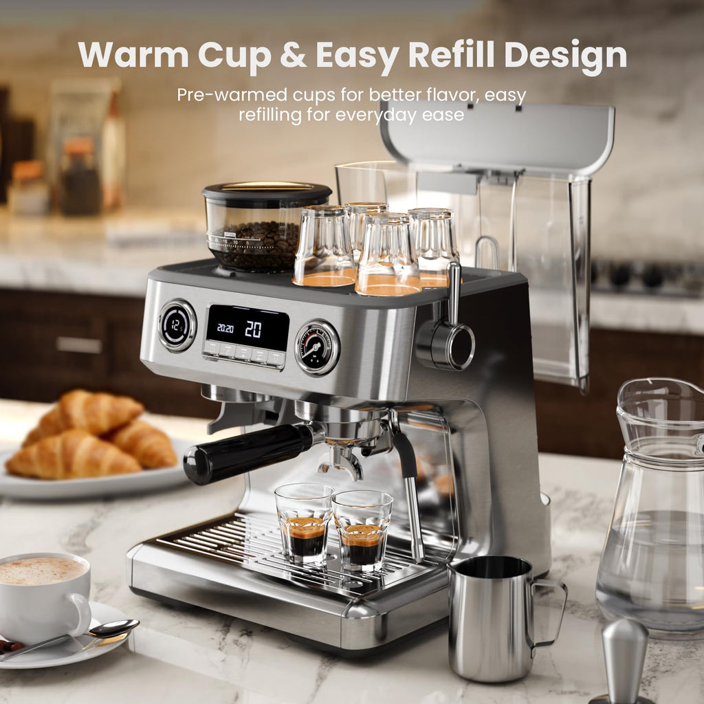 20 Bar Dual Boiler Espresso Machine with Grinder & Milk Steamer V469