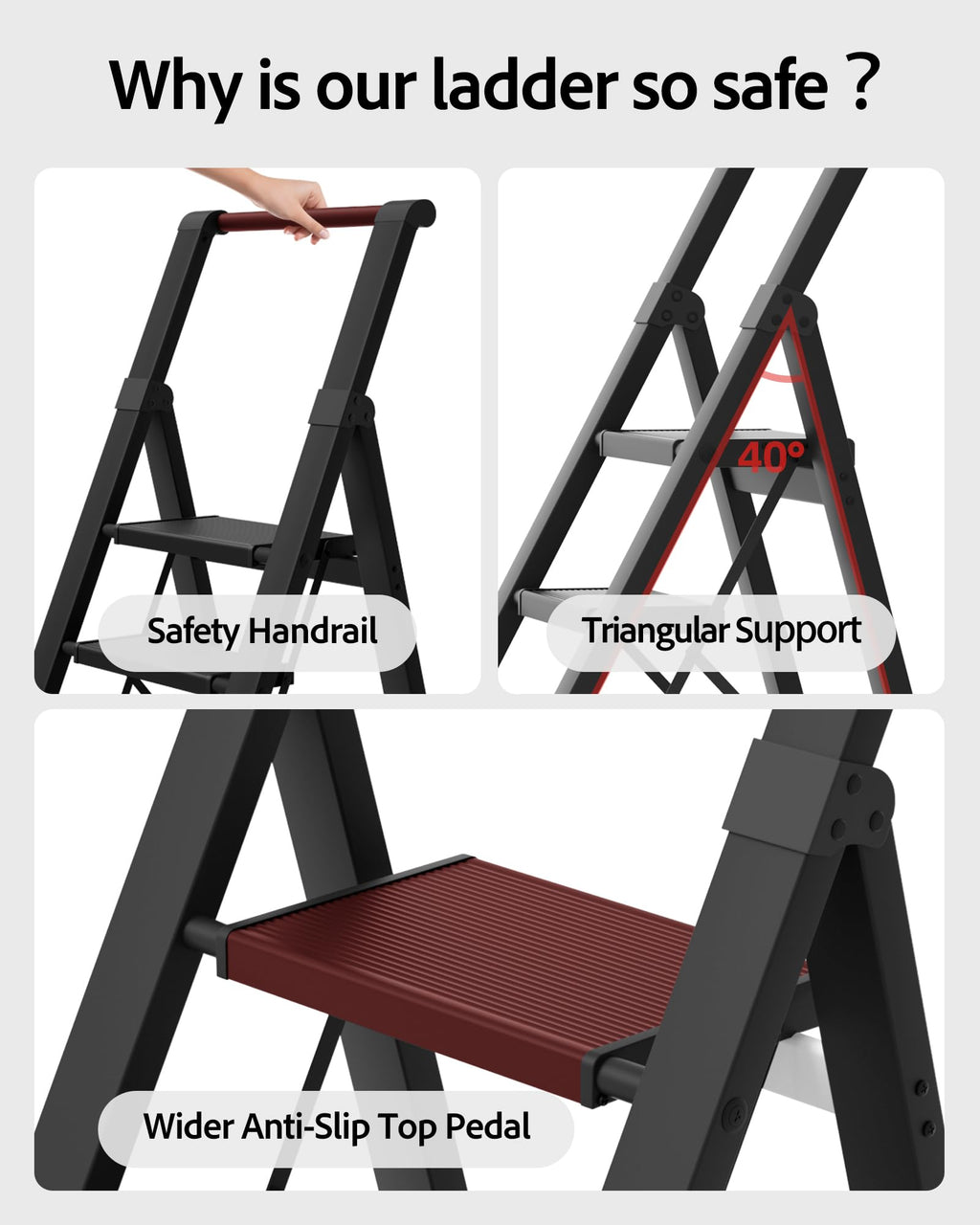 5 Step Aluminum Folding Ladder J51392